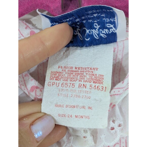 VTG Lanz of Salzburg Girl's Floral Romper Pajama Cottagecore Ruffle Butt Sz 24M - Picture 3 of 9